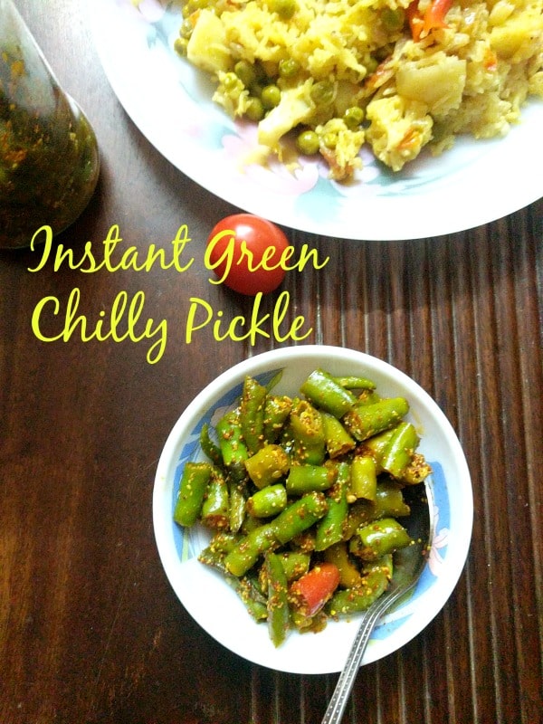 instant green chilli pickle