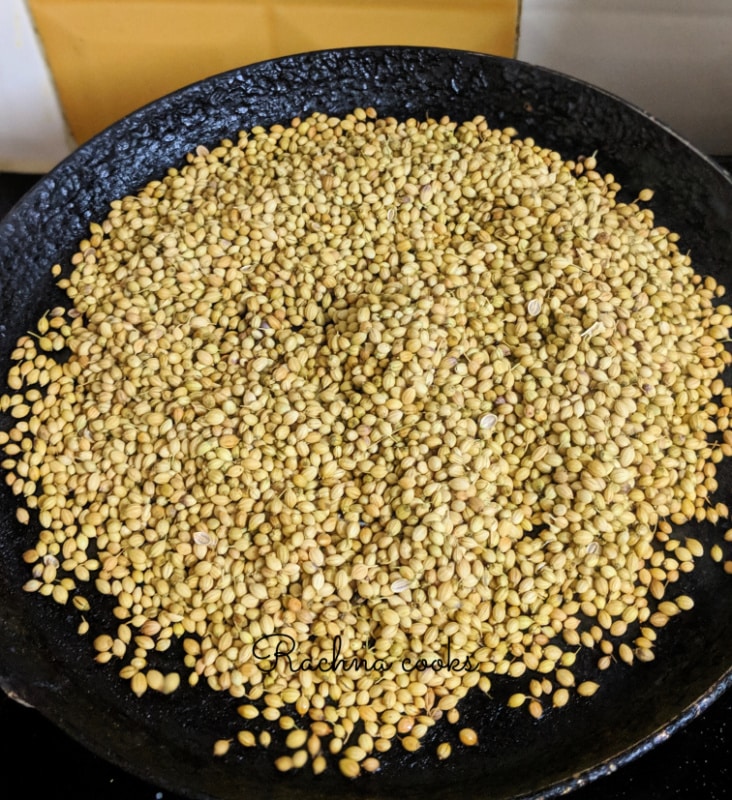 coriander seeds for toasting in a skillet